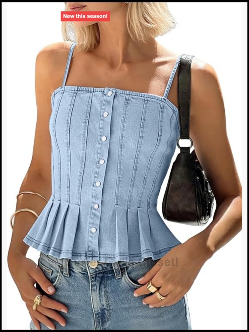 Denim Corset Tank Top Button Jean Vest Country Outfit Sleeveless Crop